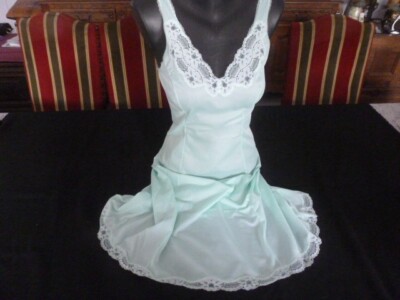 Combinaison + Fond De Robe Vintage En Dentelle De Calais - Taille 40 - Blanc - Très Joli