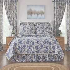Dorset Navy Floral Twin Quilt Coverlet 68x86 Country Cottage