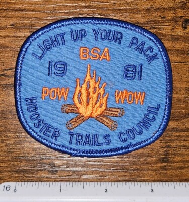 Hoosier Trails Council 1981 Pow Wow Light Up Your Pack BSA Boy Scout Patch 