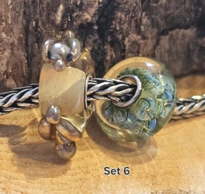 Elfbeads Set aus Golden Wasservögeln und Wasserpflanzen 2 beads