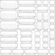 Quefe 39 PCS Clear Drawer Organizer Set 4-Size Plastic Drawer Organizers Tray...