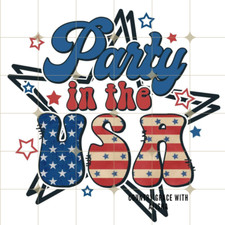 Sublimation Print Party In The USA July 4th Ready to Press Heat Transfer