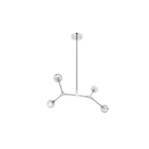 Elegant Lighting Zayne 4-Light Modern Crystal/Iron Pendant in Chrome - Picture 3 of 8