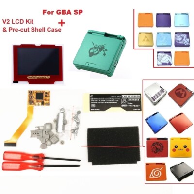 Backlight V2 IPS Screen LCD Kits W/pre-cut case For Game Boy Advance SP Red Lens