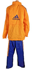 Vintage 90s Adidas Orange Windbreaker Nylon Retro Track Suit Jacket Pants 2XL