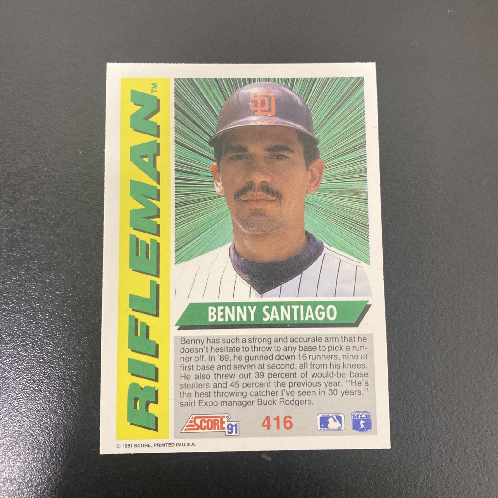 1991 Score Benny Santiago #416 Rifleman MLB Baseball Card | eBay