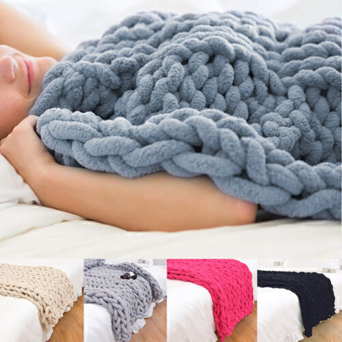 Grob Gestrickte Kuscheldecke Grobstrick Sofa Wolldecke Strickdecke Tagesdecke - Bild 1 von 34