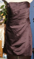 Davids Bridal brown satin bridesmaids evening formal cocktail dress 10