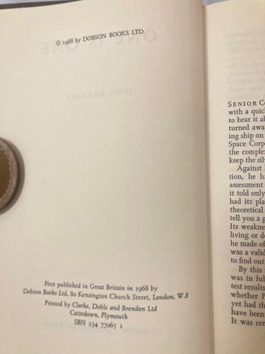 1968 JOHN RANKINE ONE IS ONE 1st EDITION CLASSIC SCIENCE FICTION NOVEL - Foto 4 di 4