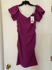 DB STUDIO DAVID’S BRIDAL CASSIS FUSHIA OFF SHOULDER PARTY DRESS SIZE 8