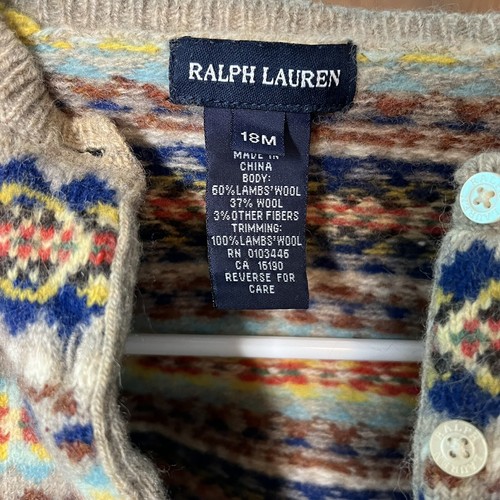 Ralph Lauren Kids Fair Isle Wool Cardigan Sweater Size 18 months - Picture 8 of 8
