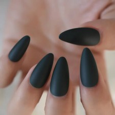 24 Medium Press on nails kit w glue Matte dark green winter