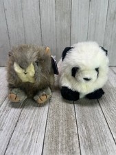 Vtg Puffkins Nutty Squirrel  Peter The Panda Bear Plush Stuffed Toy - Set Of 2