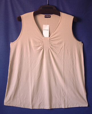 SAMOON Top by Gerry Weber Tanktop beige Jersey mit Raffung am V-Ausschnitt Gr.46