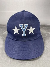 Sam Sen Pro model Hat Cap Blue Snapback Made in USA Y Stars Vintage Polyester