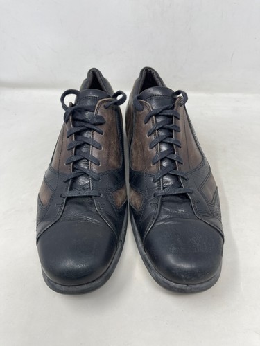 BACCO BUCCI leather lace-up sneaker Italy Burnished Patena Brown black SZ 10.5 - Picture 12 of 24