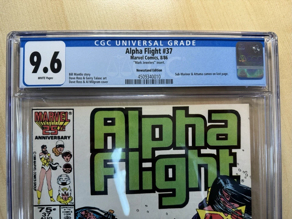 Alpha Flight #37 CGC 9.6 con Mark Jewelers💎 Inserto Raro Alto Grado, 1986 Marvel Foto 2 de 3