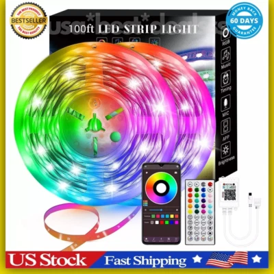 GENERIC 100Ft LED Strip Lights, Smart Light with App Remote Control, RGB LED Lights for