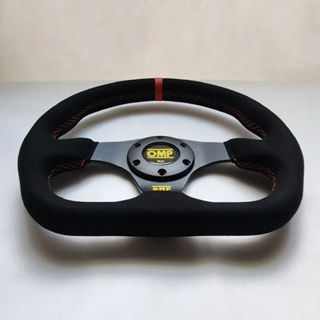 Volante deportivo callejero OMP cuero gamuza negro forma D 320 mm 12,5 pulgadas BSLRR Foto 2 de 4