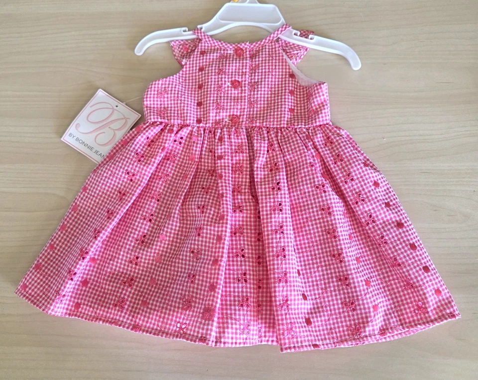 B By BONNIE JEAN Baby Girls Pink & White Eyelet Sleeveless Sundress Size 12M NWT - Image 4 of 4