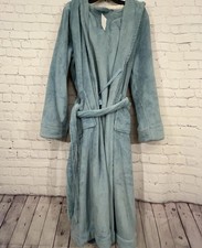 L.L. Bean Robe Womens XL Dusty Blue Wicked Plush Hooded Fleece Belted NEW 120