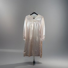 Amanda Stewart Nightgown Sz S Pink Embroidered Floral Lace L/Sleeve Cottagecore