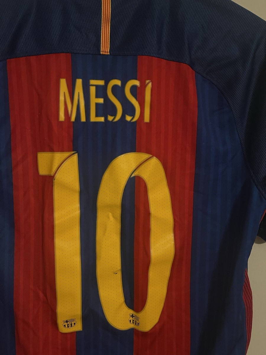 FC Barcelona 16/17 Messi サッカーユニフォーム 16/17 FC Barcelona UCL Home Jersey Messi #10 Nike Shirt UEFA