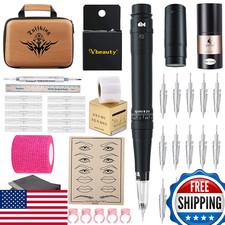 Permanent Makeup Tattoo Pen Kit Wireless 700mAh 15 Needles Microblading Eyebrow