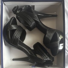 Fabulicious Black Satin Cocktail Shoes 1 Platforms with 5 Stiletto Heels US 13