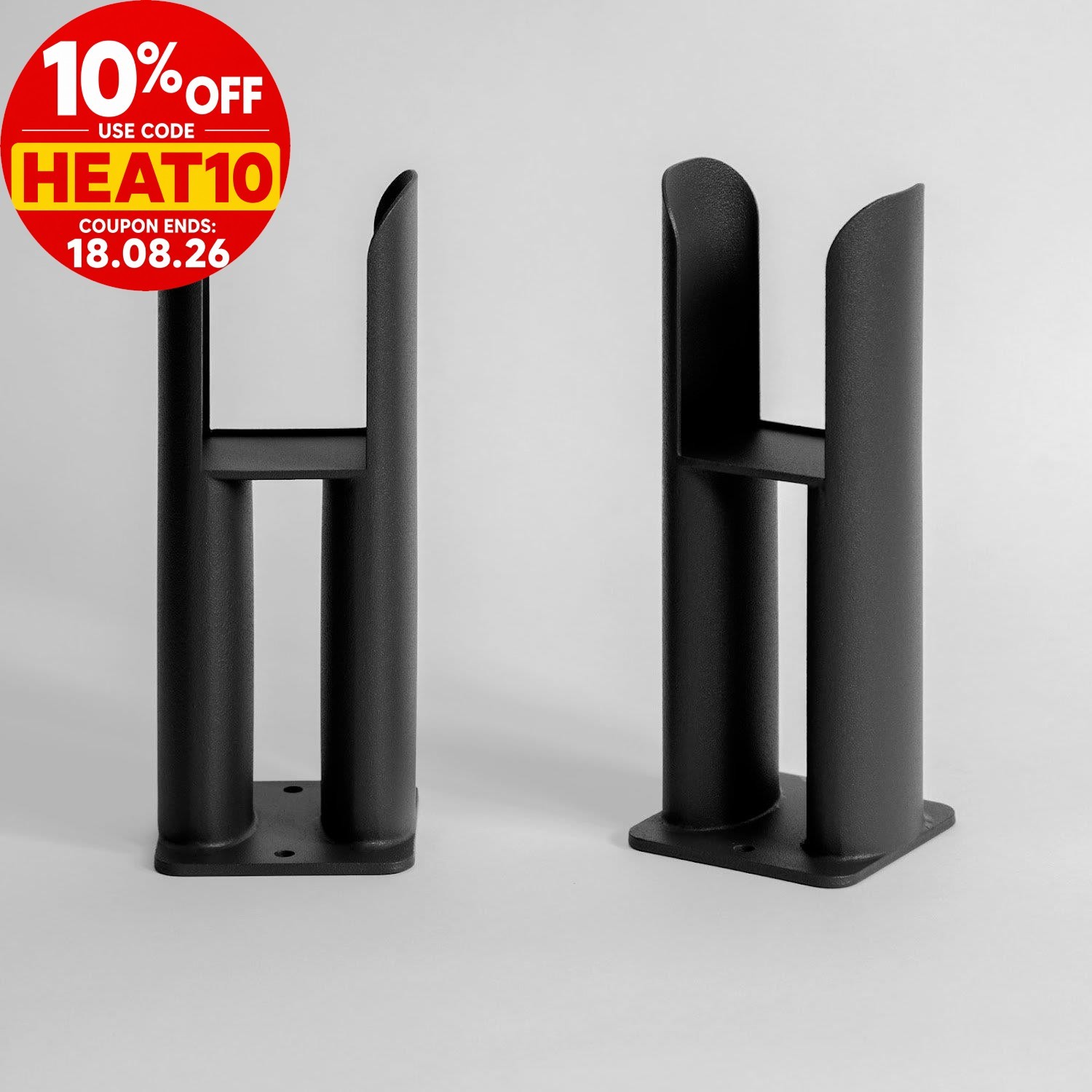 Traditional Style Radiator Leg Supports Double Bar Oval Panel Horizontal Black