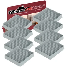 3 Non-Slip Furniture Coaster Cups - 8 Pcs Rubber Floor Protectors