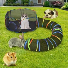 Outdoor 2-in-1 Cat Tunnel  Play Tent - Fun Enclosures Linked with 2 Big Zipp...