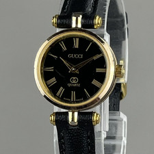 GUCCI Luxury Ladies Watch 2000L Gold SS Quartz New Battery New Leather Band