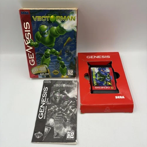Vintage Vectorman Sega Genesis Video Game Box Manual 1995 SEGA CIB Complete