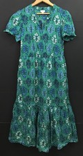 J. Crew Printed Ruffleneck Puff-sleeve Midi Dress Green Floral Cotton Size 12