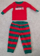 Carters Infant Christmas Pajamas Size 12 Month Santa's Favorite Fleece Red Green