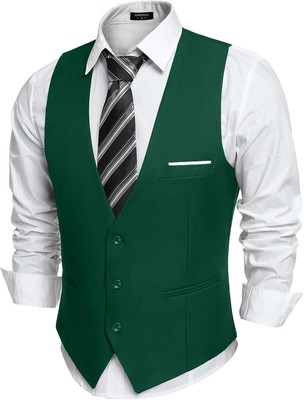 Men's Slim Fit Formal Waistcoat Vest for Suit Tuxedo Business Wedding