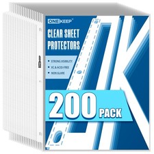 200 Pack Sheet Protectors, Top Loading Reinforced 3-Hole Page