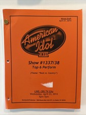 RARE American Idol 2014 Season 13 Top 6 Production Script Rock vs Country