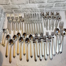 CAMBRIDGE Olympia Stainless Korea Flatware 45 Piece Set 8 Place Settings Satin