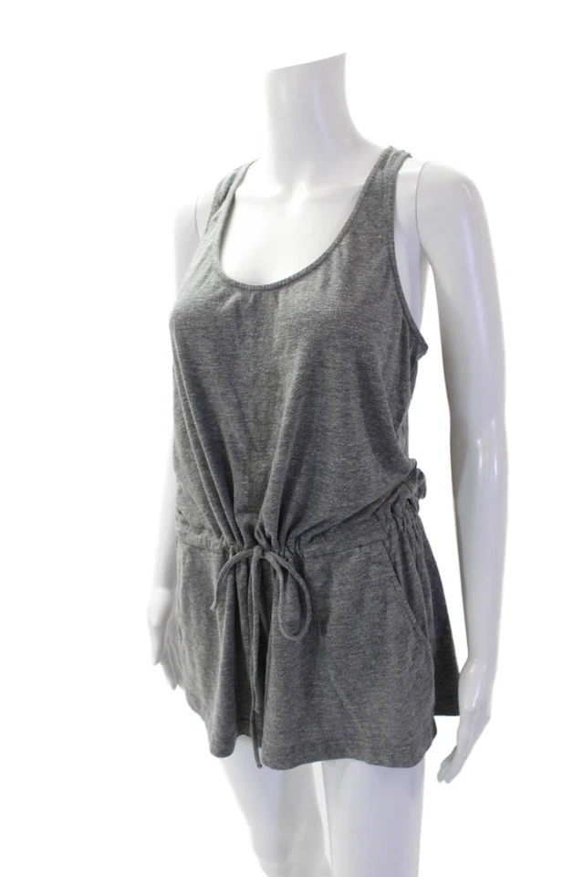 Rory Beca Mujer Cuello Redondo Cremallera Trasera Cordón Cintura Mameluco Gris Talla L Foto 2 de 4