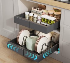 2 Pack Pull out Cabinet Organizer 21" Deep With Raising Pad for Framed Cabine...