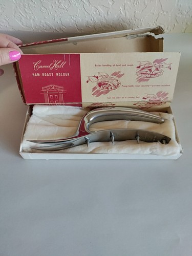 Vintage Carvel Hall Ham-Roast Holder by Briddell Chrome Plate~Made In USA 8"x2" - Picture 2 of 5