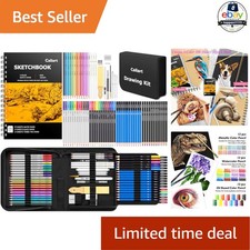 Art Supplies Sketching Kit Black 176 Pcs 100 Sheets 3-Color Sketchbook