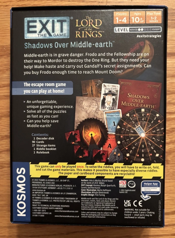 Exit The Game : Lord Of The Rings Shadows Over Middle Earth - Kosmos - Complete - Image 2 of 3