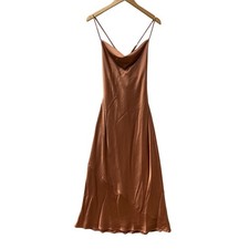 Show Me Your Mumu Tuscany Maxi Slip Dress  in Copper Luxe Satin, size S