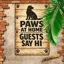 Dogs Welcome People Tolerated Vintage Metal Tin Sign 8x12 Fun Decor