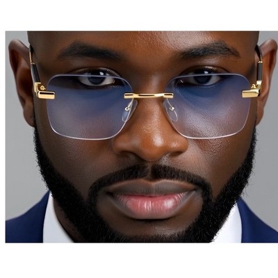 Classic Hip Hop Rapper Gangster SUN GLASSES  Frame Gold Blue Lens Gafas Lentes