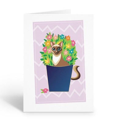 Siamese Cat Blank Note Cards - 10 Cards w/Envelopes - Size 4.25'' x 5.5''