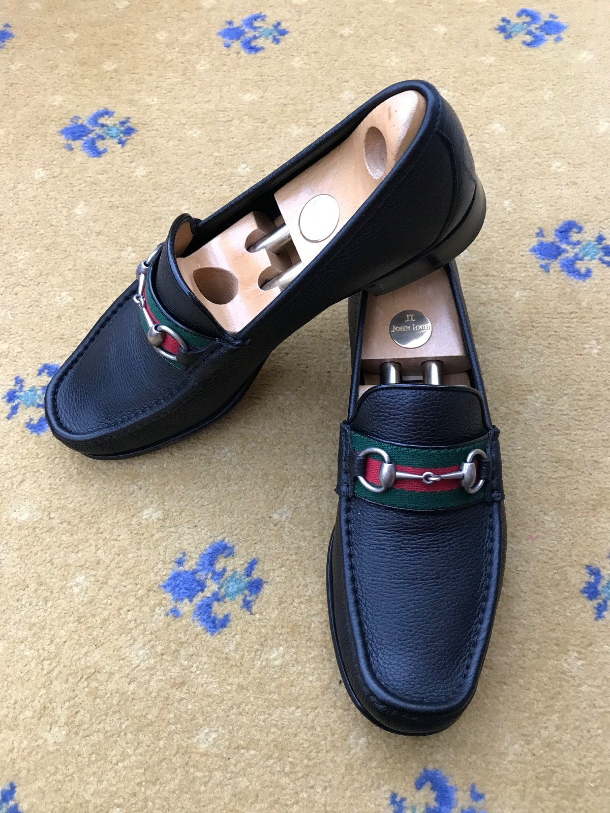 Gucci Loafers Leather Shoes Horsebit Black Web Green Red Mens UK 11 US 12 45 thumbnail 3